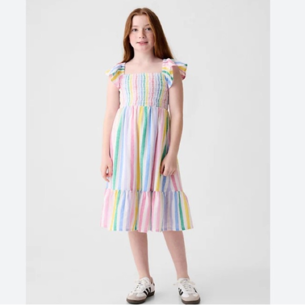 GAP Girls Multi Striped Cotton Midi Dress | L